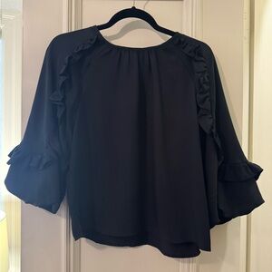 Vince Camuto Black Ruffle Sleeve Blouse